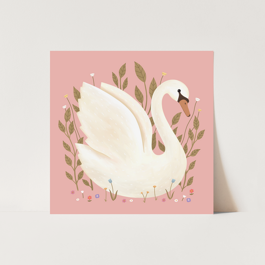Swan Art Print in Pink by Kid of the Village (2 Sizes Available)