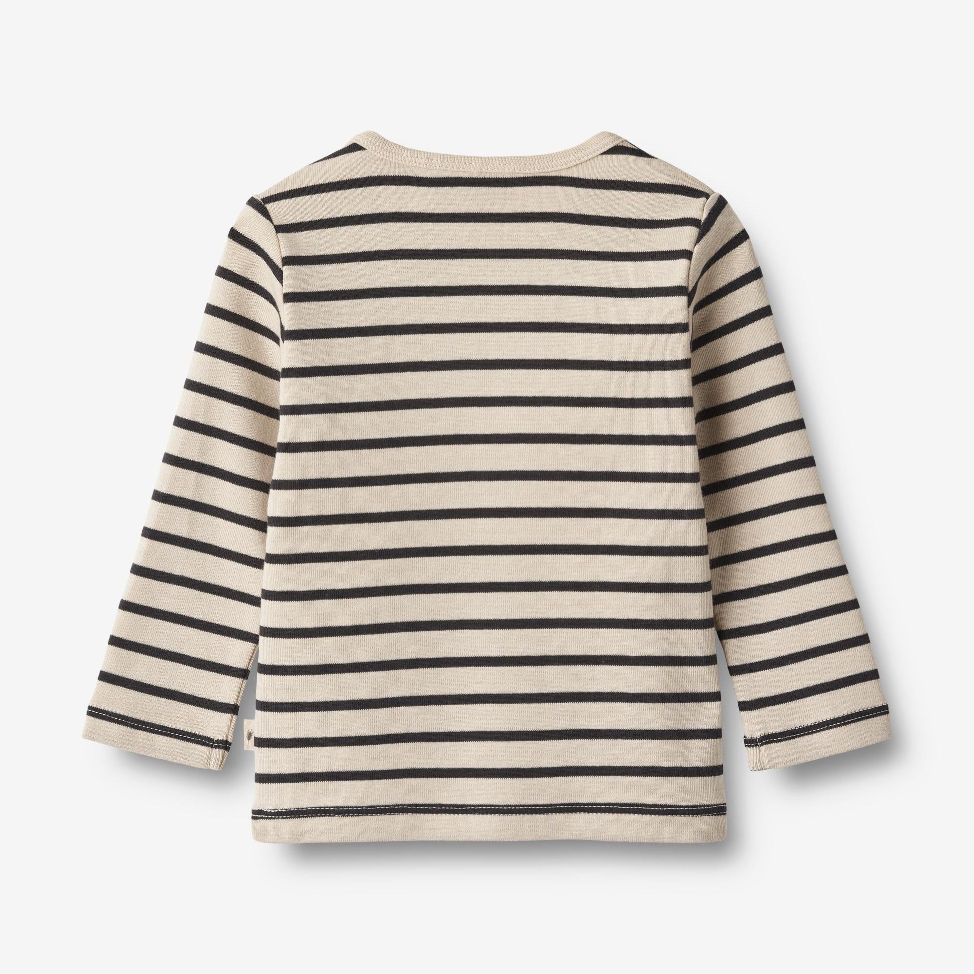 Wheat 'Stig' L/S Baby T-Shirt - Navy Stripe