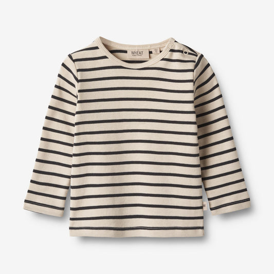 Wheat 'Stig' L/S Baby T-Shirt - Navy Stripe