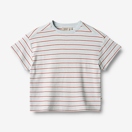Wheat 'Tommy' S/S Children's T-Shirt - Light Blue Stripe