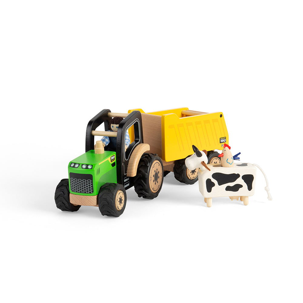 Tidlo Wooden Country Tractor & Trailer Toy