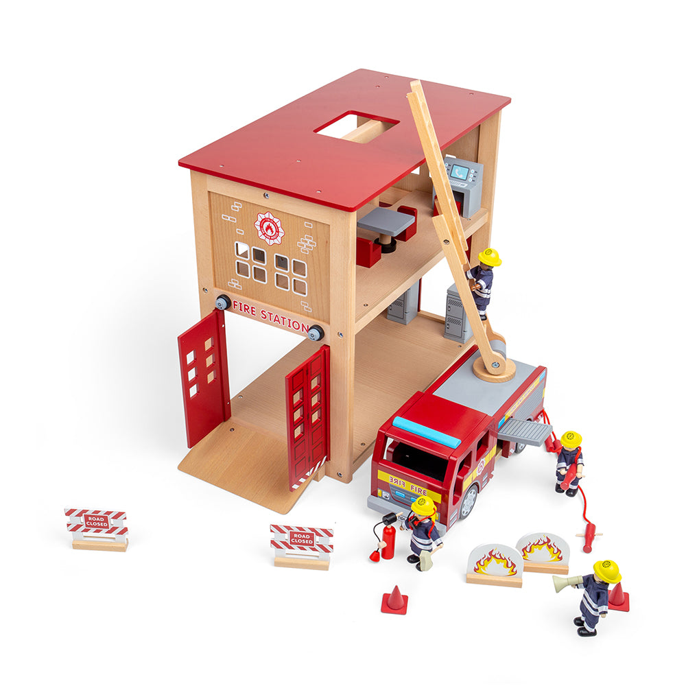 Tidlo Wooden Fire Station Toy Bundle