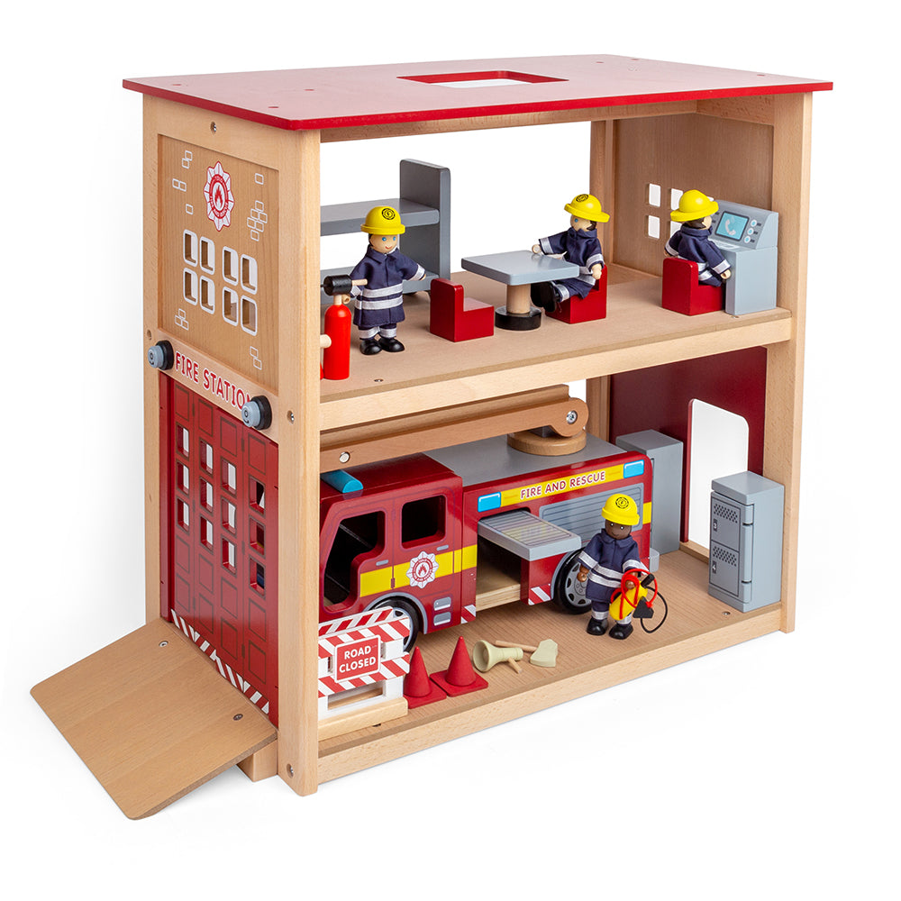 Tidlo Wooden Fire Station Toy Bundle