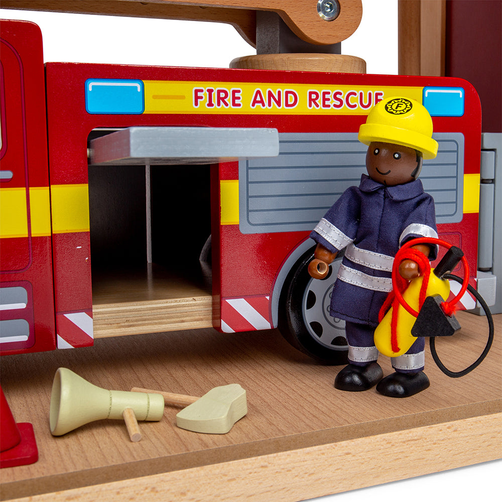 Tidlo Wooden Fire Station Toy Bundle