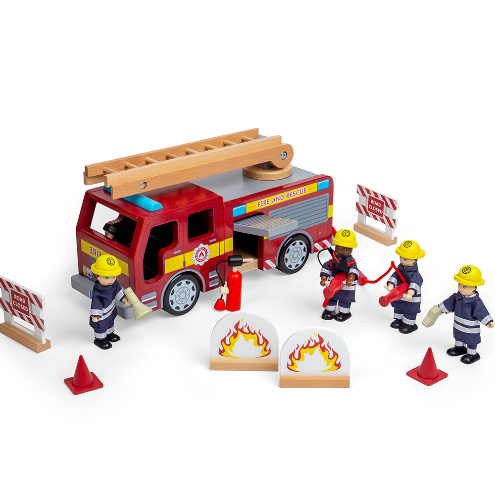 Tidlo Wooden Fire Station Toy Bundle