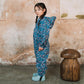 Toastie Kids Waterproof Packable Puddlesuit - Floral Blue/Rose Garden