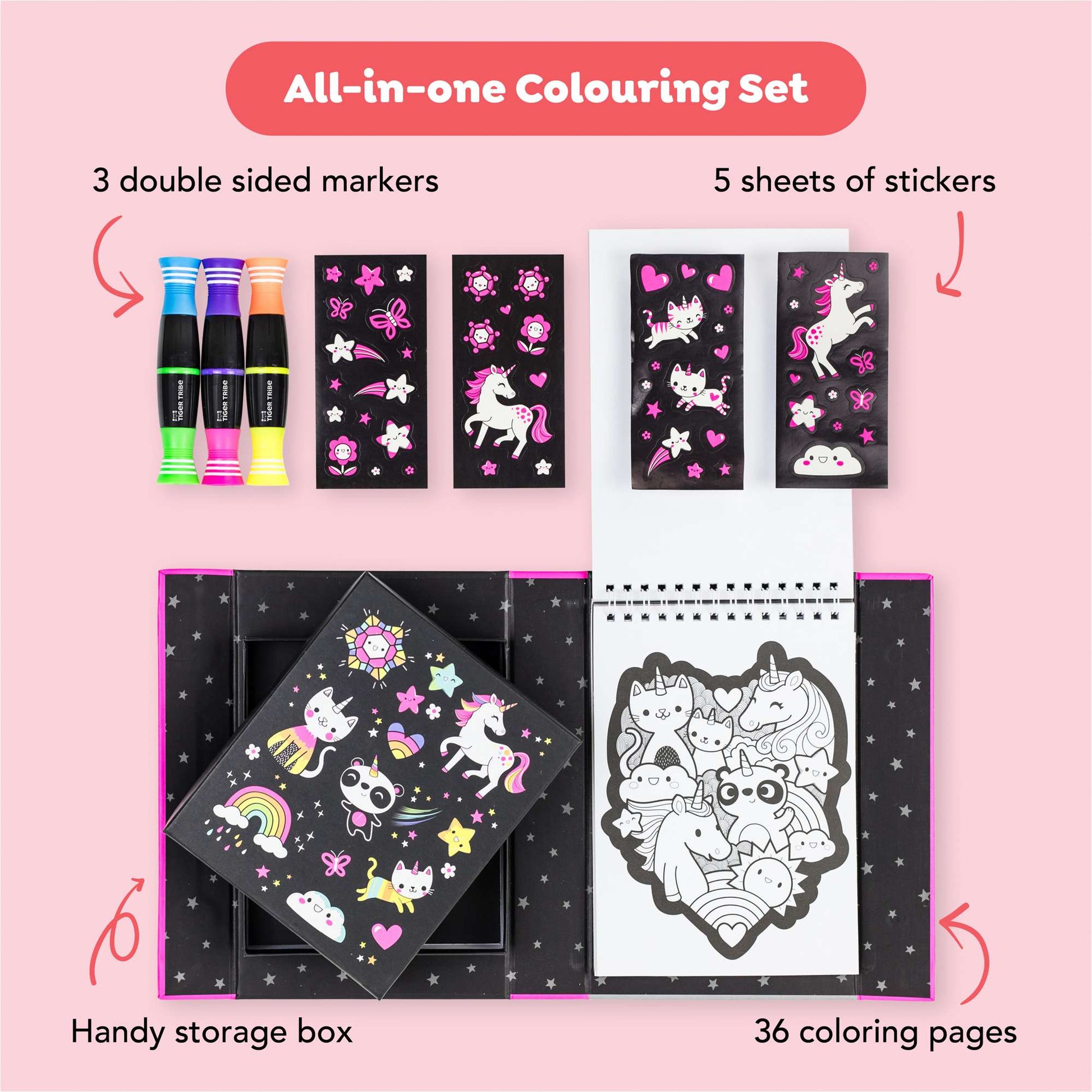 Tiger Tribe Neon Colouring Set 