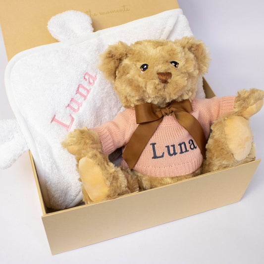Teddy & Towel Personalised Baby Gift Set by The Baby Gifting Co.