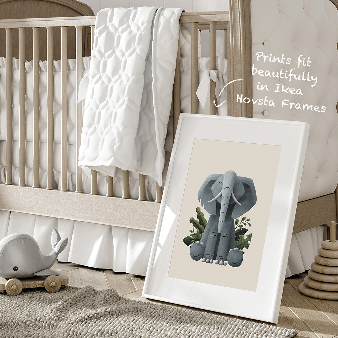 Tigercub Prints Scandi Elephant Safari Nursery Print (2 Sizes Available)