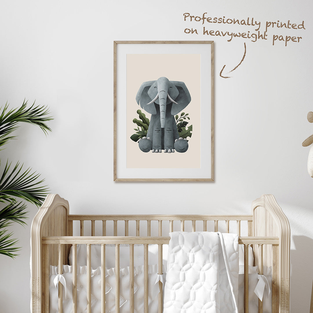 Tigercub Prints Scandi Elephant Safari Nursery Print (2 Sizes Available)
