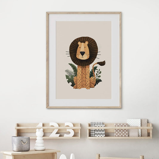 Tigercub Prints Scandi Lion Safari Nursery Print (2 Sizes Available)