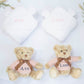 Twins Pink Teddy & Towel Personalised Baby Gift Set by The Baby Gifting Co.