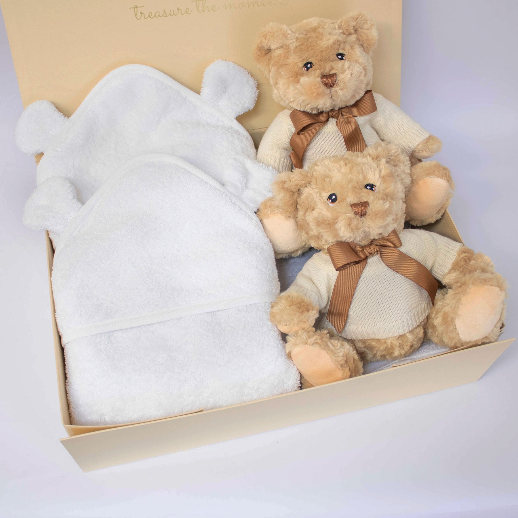 Twins Teddy & Towel Personalised Baby Gift Set by The Baby Gifting Co.