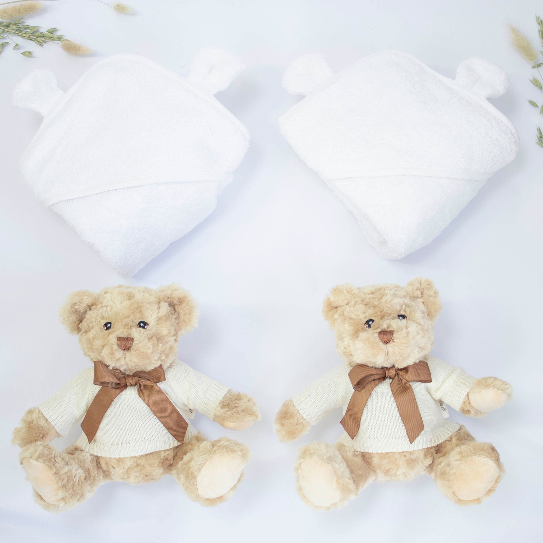 Twins Teddy & Towel Personalised Baby Gift Set by The Baby Gifting Co.