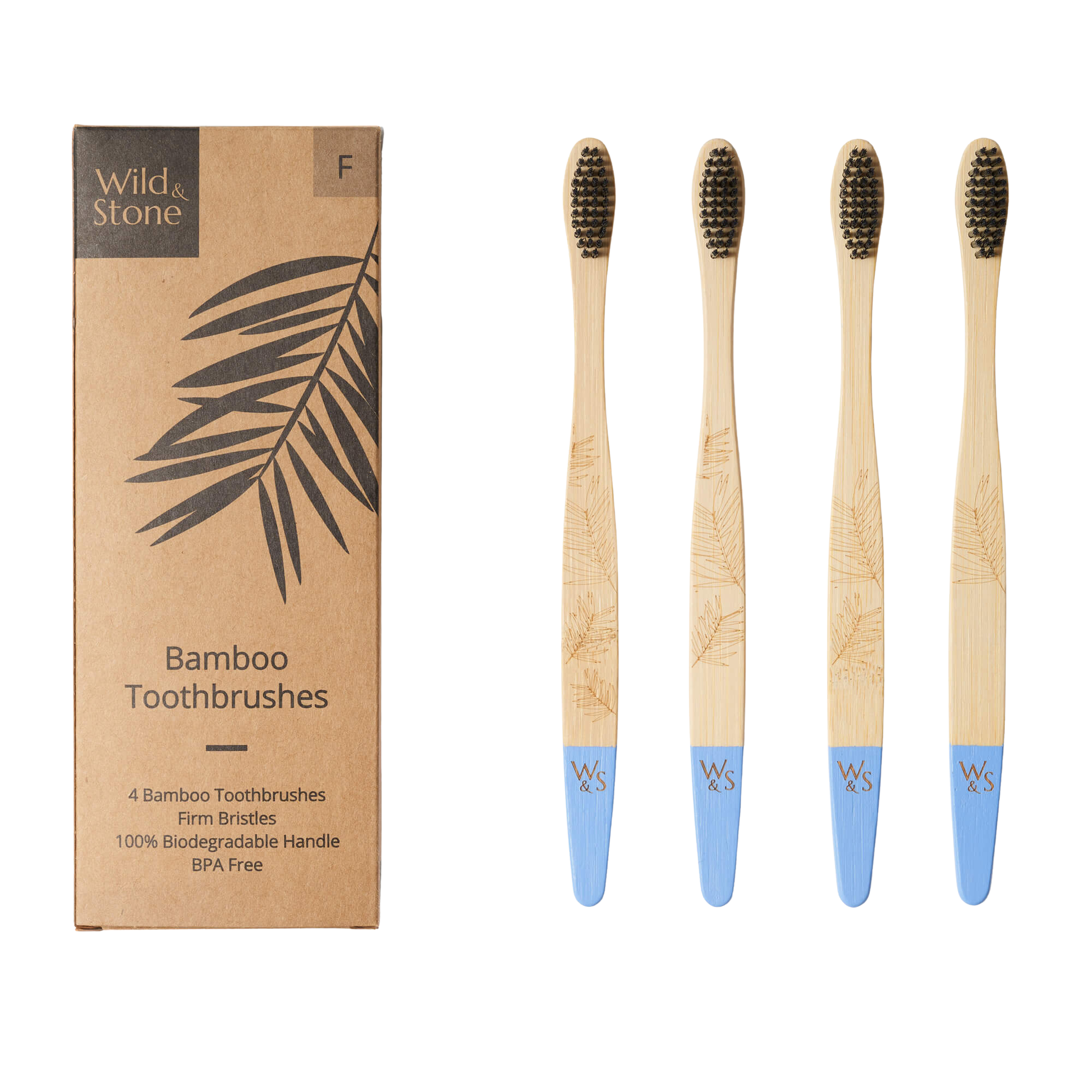 Wild & Stone Adult Bamboo Toothbrush - 4 Pack - Firm Bristles