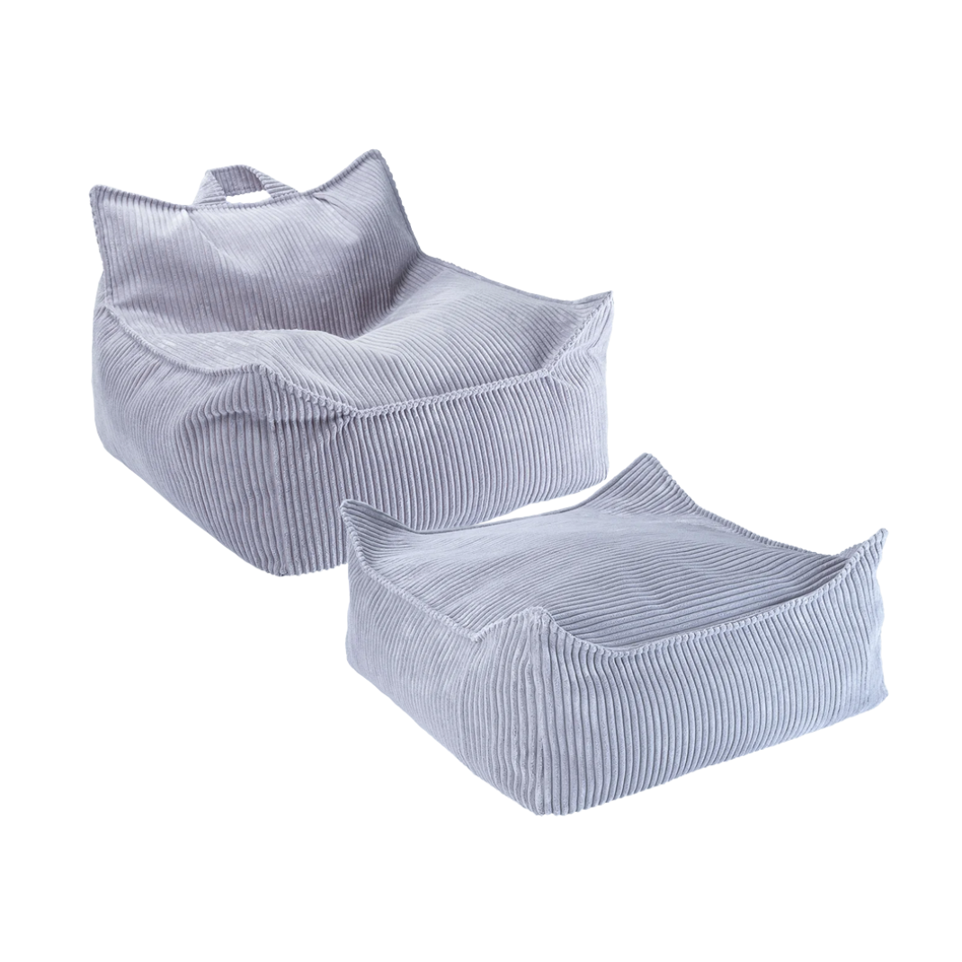 Wigiwama Beanbag Chair & Ottoman Set - Corduroy Blueberry