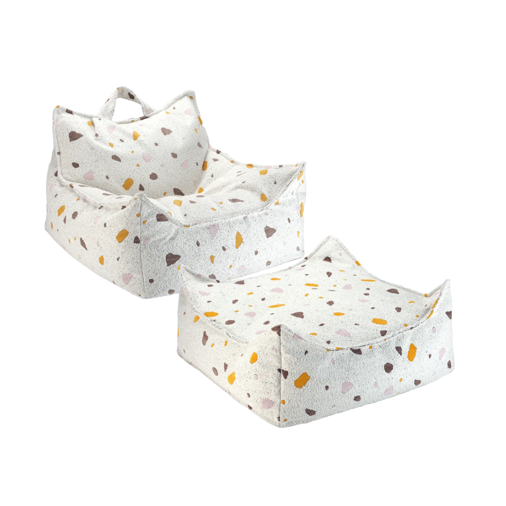 Wigiwama Beanbag Chair & Ottoman Set - Terrazzo Marble