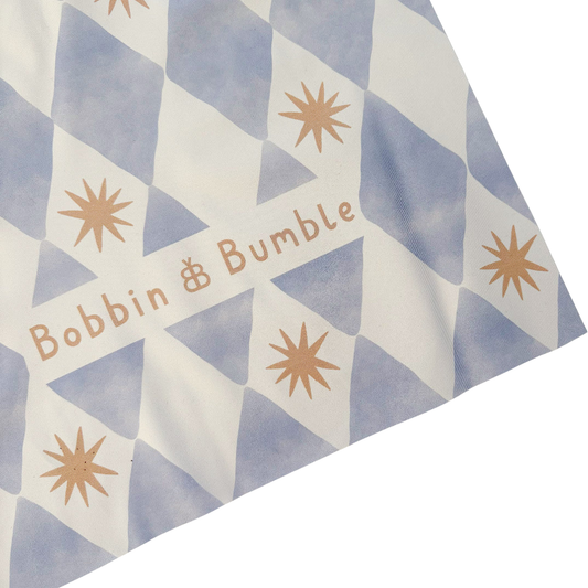 Bobbin & Bumble Highchair Splash Mat - Blue Harlequin