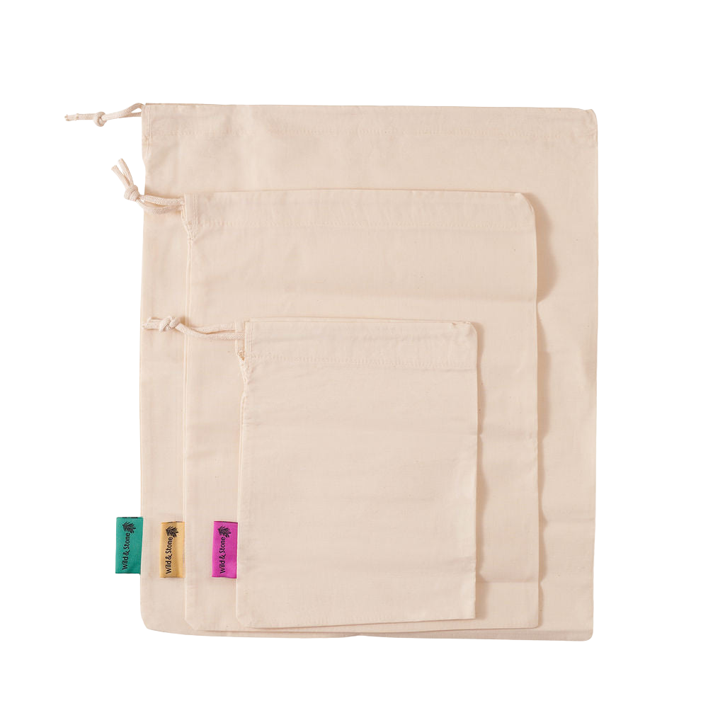 Wild & Stone Reusable Organic Cotton Produce Bags - Pack of 3