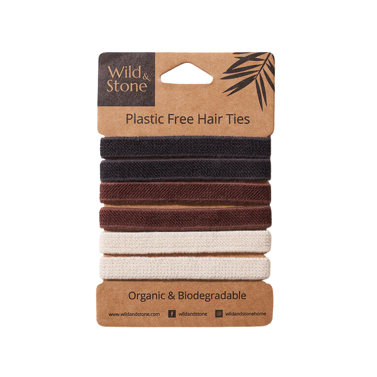 Wild & Stone Plastic Free Hair Ties - 6 Pack - Natural
