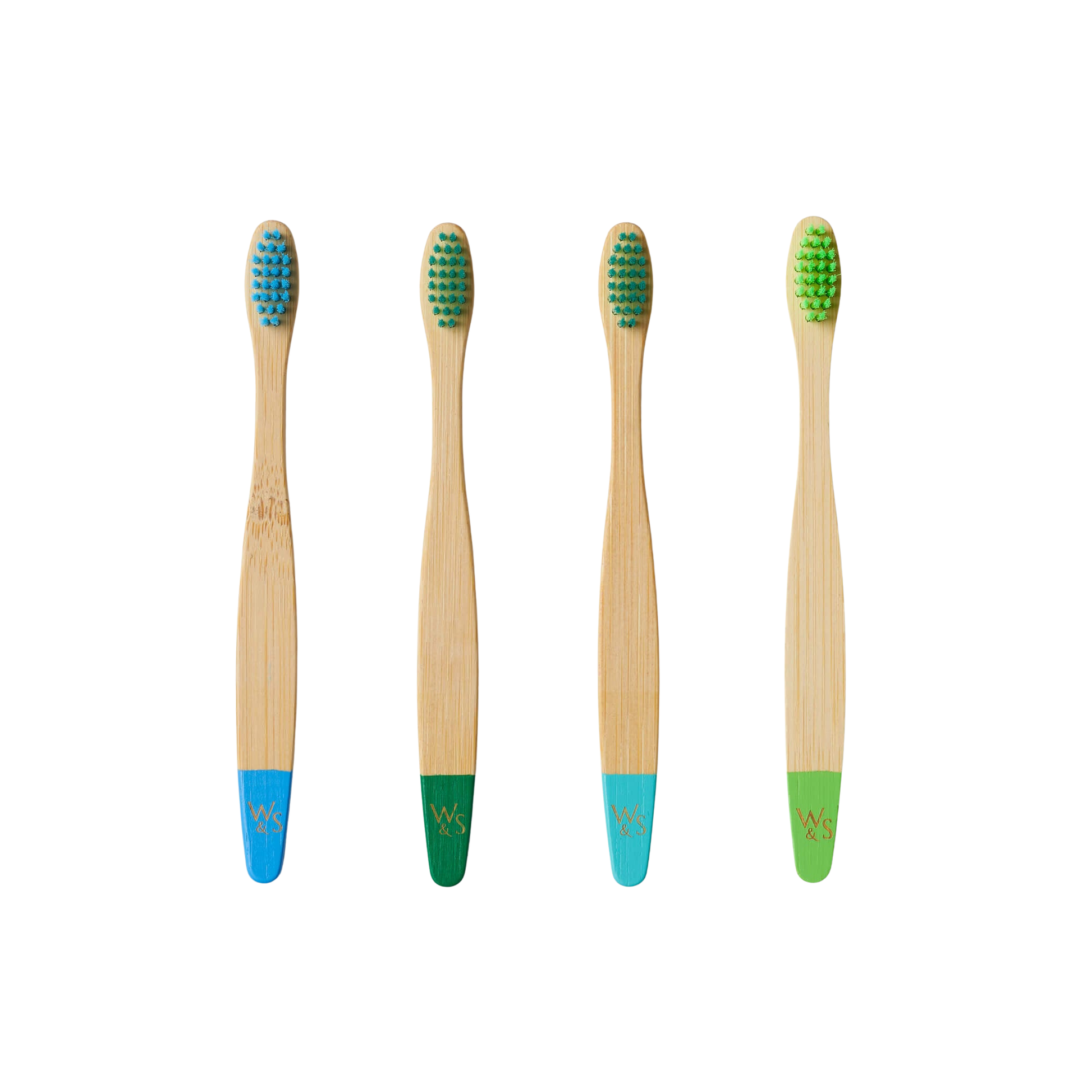 Wild & Stone Children's Bamboo Toothbrush - 4 Pack - Aqua