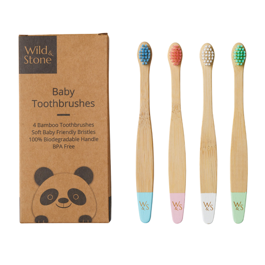 Wild & Stone Baby Bamboo Toothbrush - 4 Pack - Extra Soft Bristles