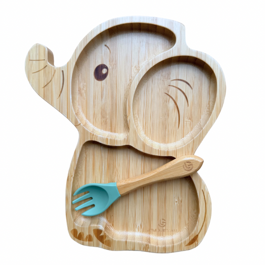 SenseNest Bamboo Plate & Fork - Elephant