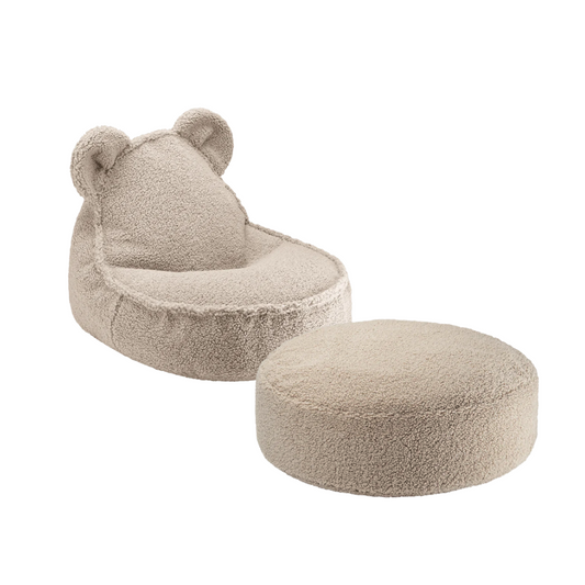 Wigiwama Bear Beanbag & Ottoman Set - Biscuit