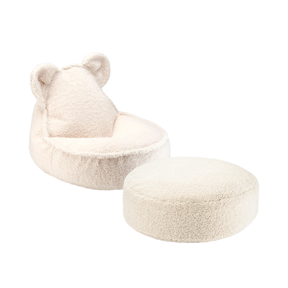 Wigiwama Bear Beanbag & Ottoman Set - Cream