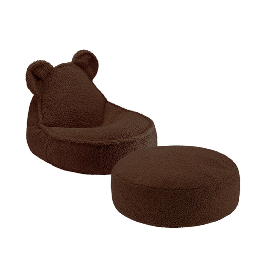 Wigiwama Bear Beanbag & Ottoman Set - Warm Hazel