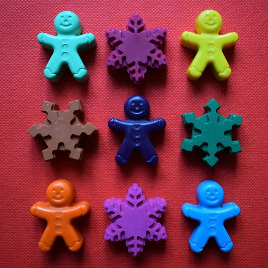 Beecrayative Beeswax Crayons - Ginger Bread Men & Snowflakes - Box of 8