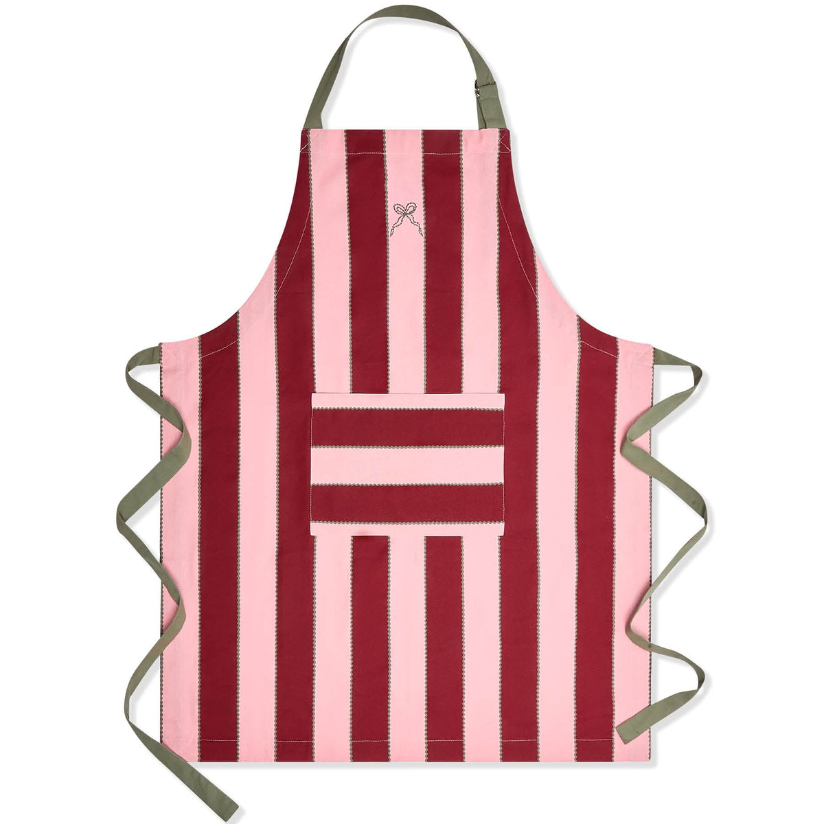 Avery Row Kitchen Apron - Bold Stripe Burgundy