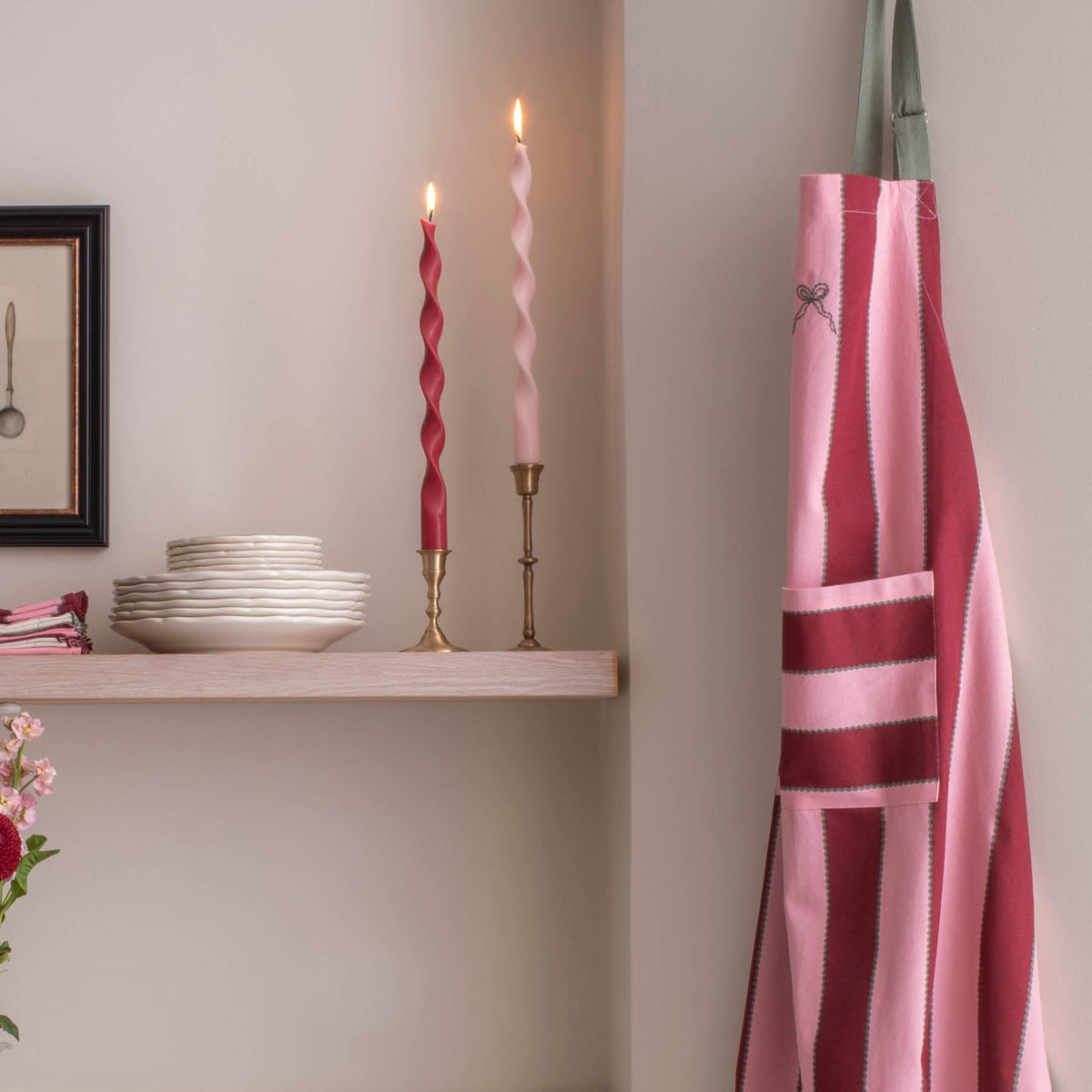 Avery Row Kitchen Apron - Bold Stripe Burgundy