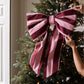 Avery Row Christmas Hanging Bow - Bold Stripe Burgundy