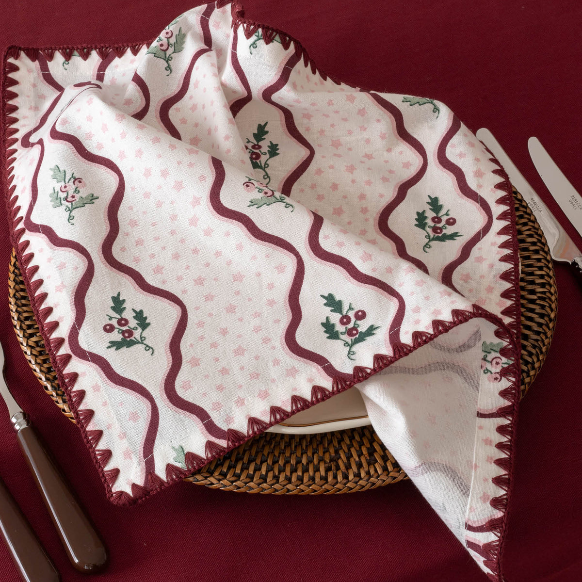 Avery Row Napkins, Set of 2 - Berry Ribbons