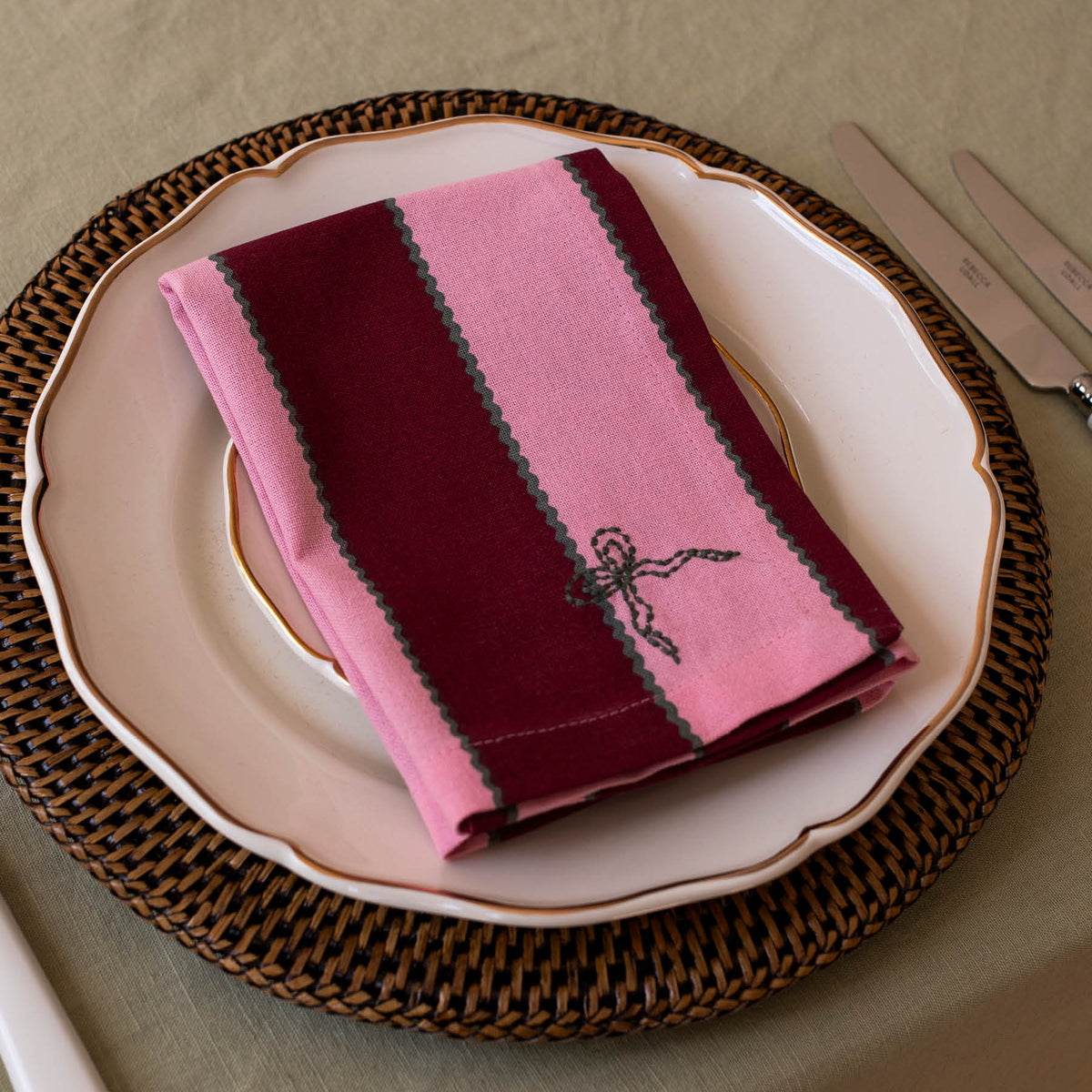 Avery Row Napkins, Set of 2 - Bold Stripe Burgundy