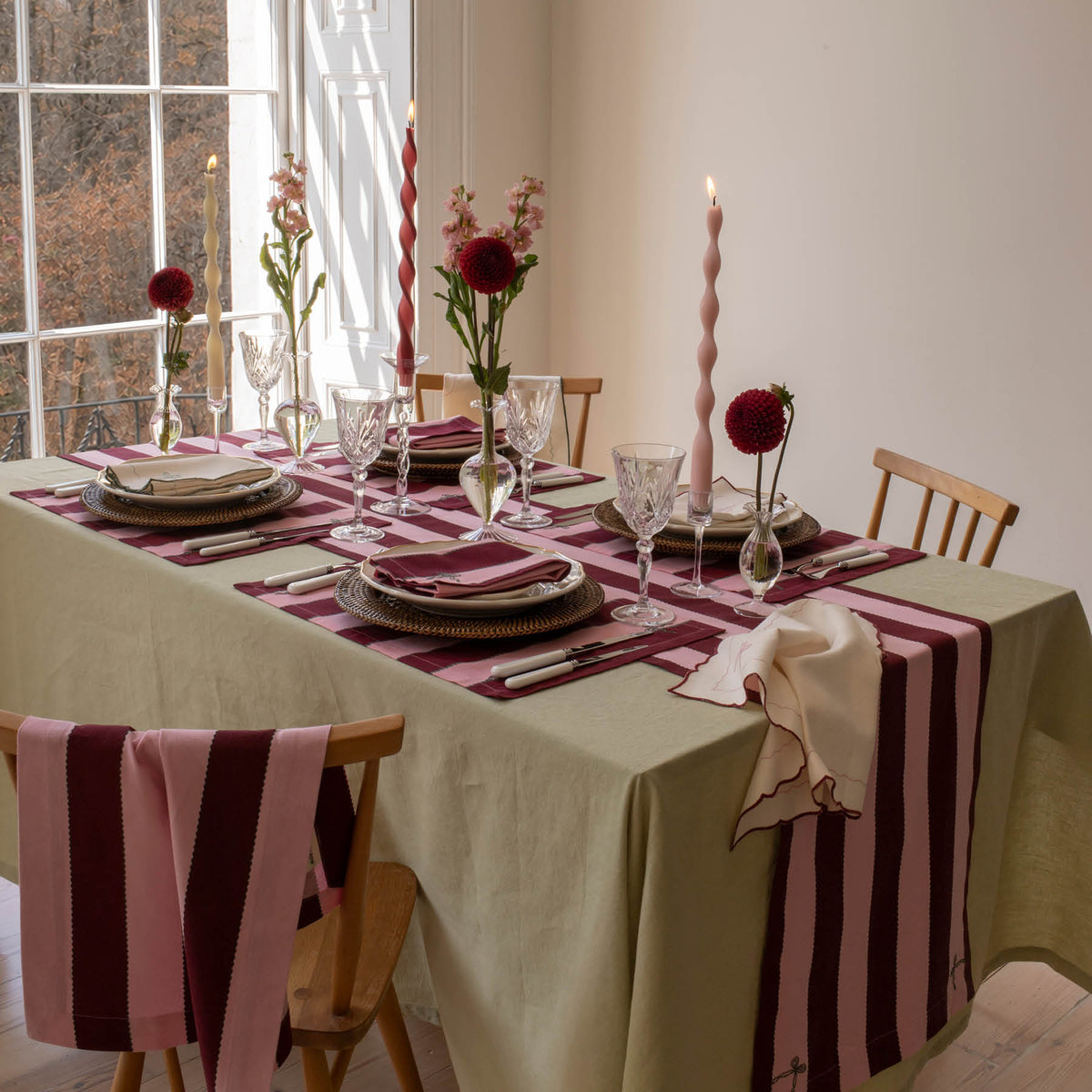 Avery Row Napkins, Set of 2 - Bold Stripe Burgundy