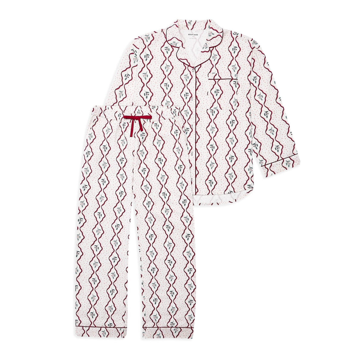 Avery Row Women's Flannel Pyjamas - Berry Ribbons
