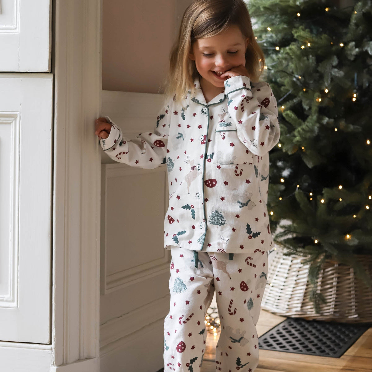 Avery Row Children's Flannel Pyjamas -  Christmas Carousel
