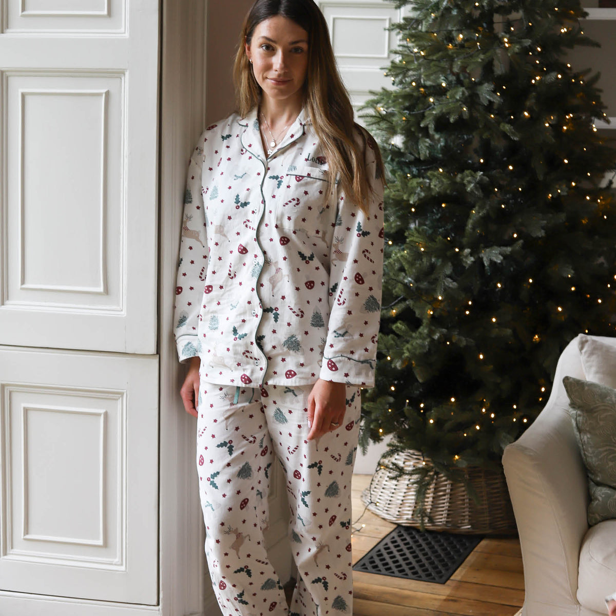 Avery Row Women's Flannel Pyjamas - Christmas Carousel