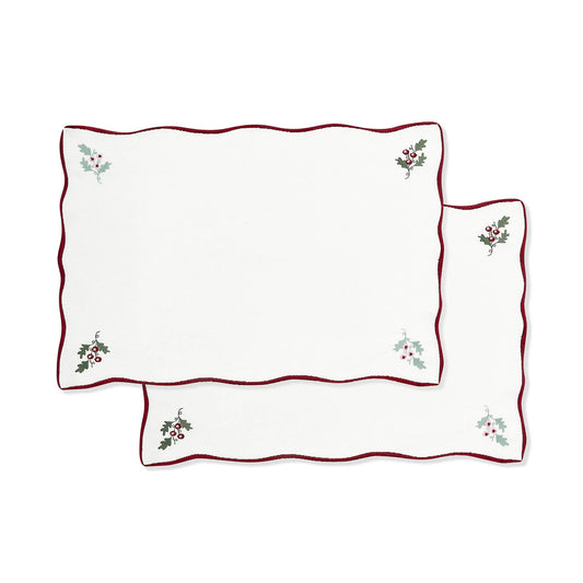 Avery Row Cotton Place Mats, Set of 2 - Berry Ribbons