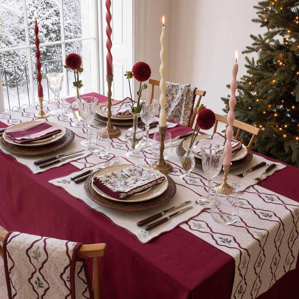 Avery Row Cotton Place Mats, Set of 2 - Berry Ribbons