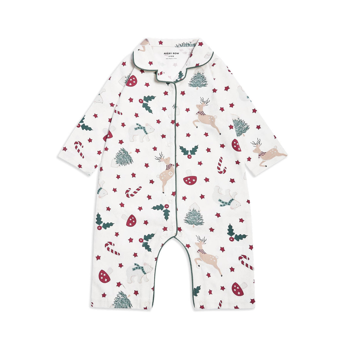 Avery Row Baby Flannel Sleepsuit - Christmas Carousel