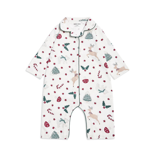 Avery Row Baby Flannel Sleepsuit - Christmas Carousel