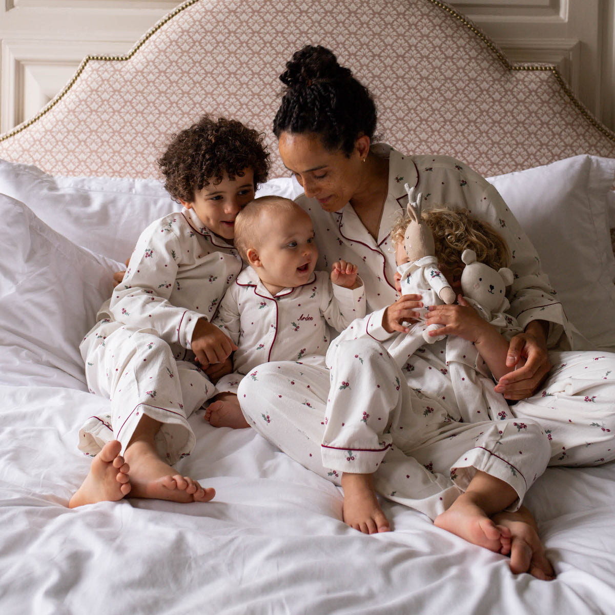 Avery Row Baby Flannel Sleepsuit - Holly Scatter