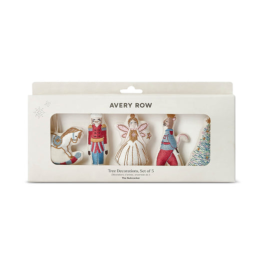 Avery Row Embroidered Tree Decorations, Set of 5 - The Nutcracker
