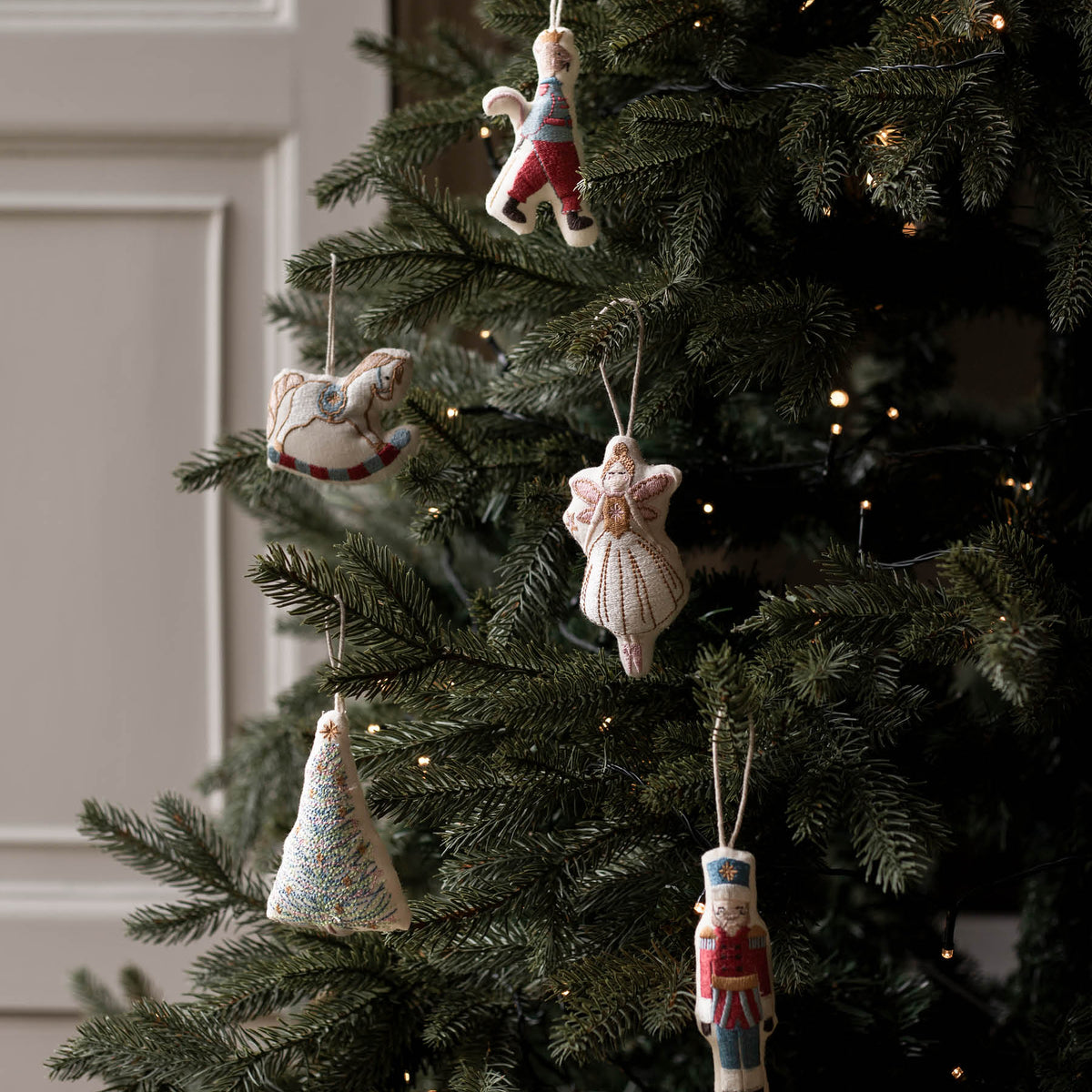 Avery Row Embroidered Tree Decorations, Set of 5 - The Nutcracker