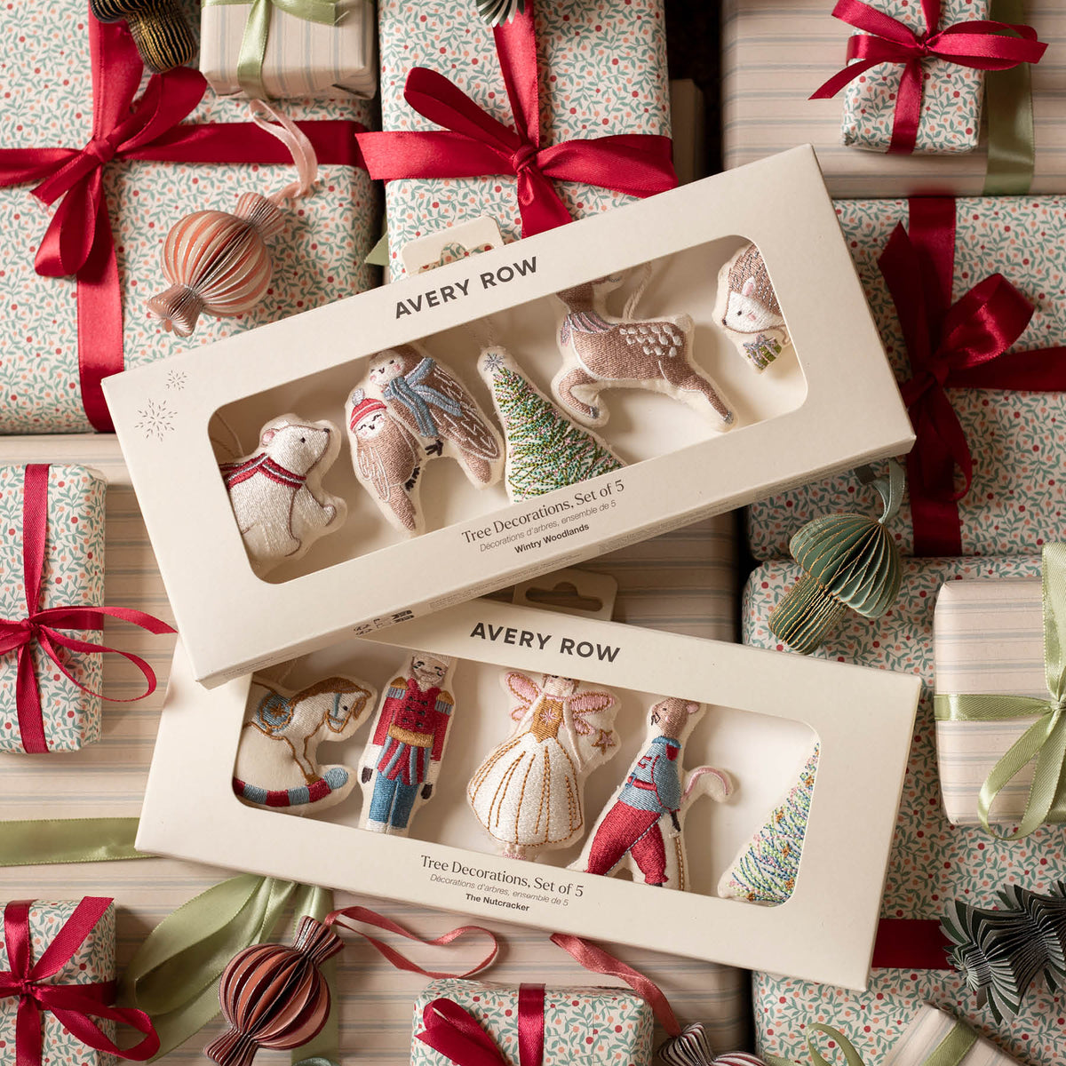 Avery Row Embroidered Tree Decorations, Set of 5 - The Nutcracker
