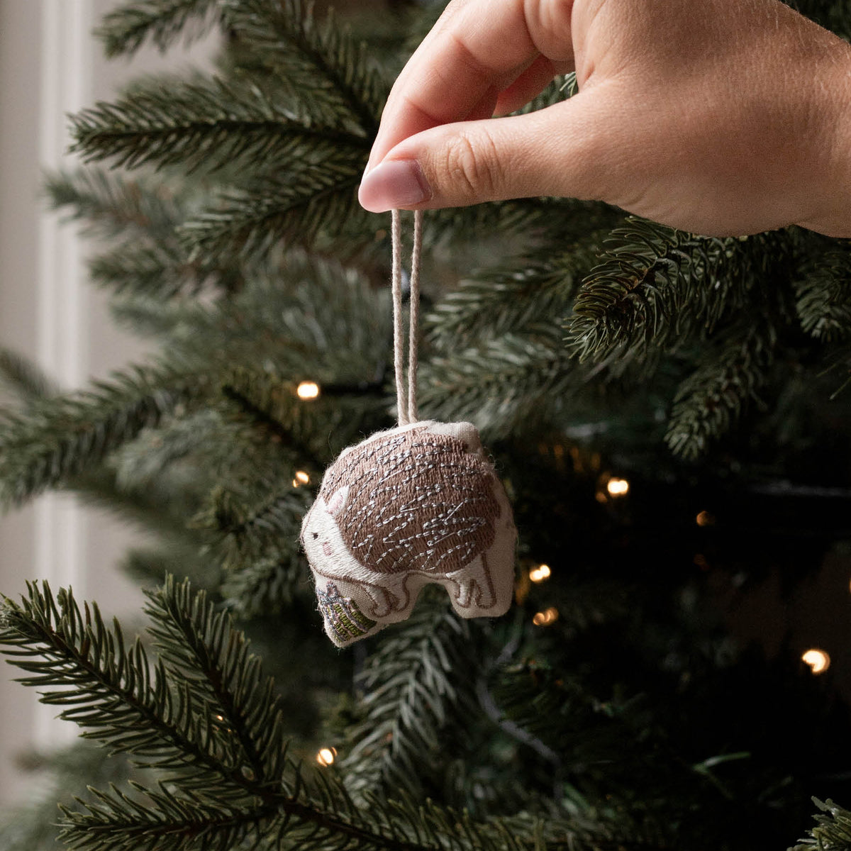 Avery Row Embroidered Tree Decorations, Set of 5 - Wintry Woodlands