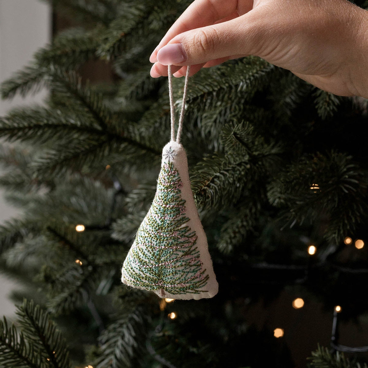 Avery Row Embroidered Tree Decorations, Set of 5 - Wintry Woodlands